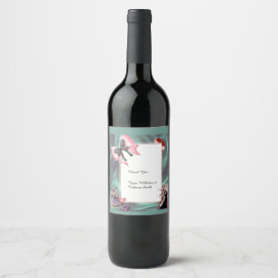 Etiqueta de Botella de Vino para Boda en Verde Azu