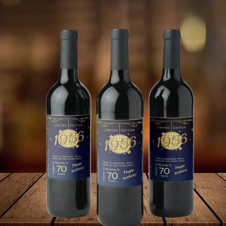 Etiqueta de botella de vino para fiesta de 70 cump