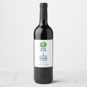 Etiqueta de botella de vino tópico de color de agu