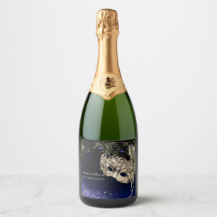 Etiqueta de Botella para Fiesta de Máscaras de Oro