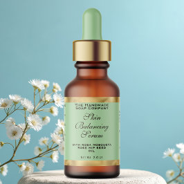 Etiqueta de botella pequeña con gotero verde oliva