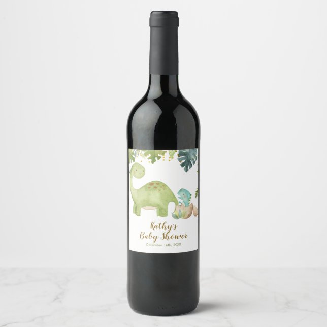 Etiqueta de botellas Baby Shower de Dinosaurio Boy (Anverso)