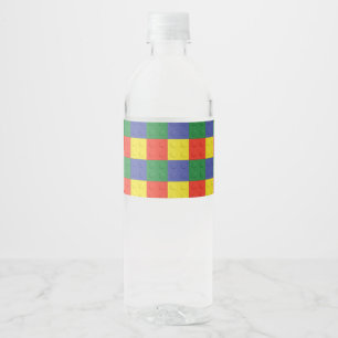 Etiqueta de botellas de agua de bloques de constru