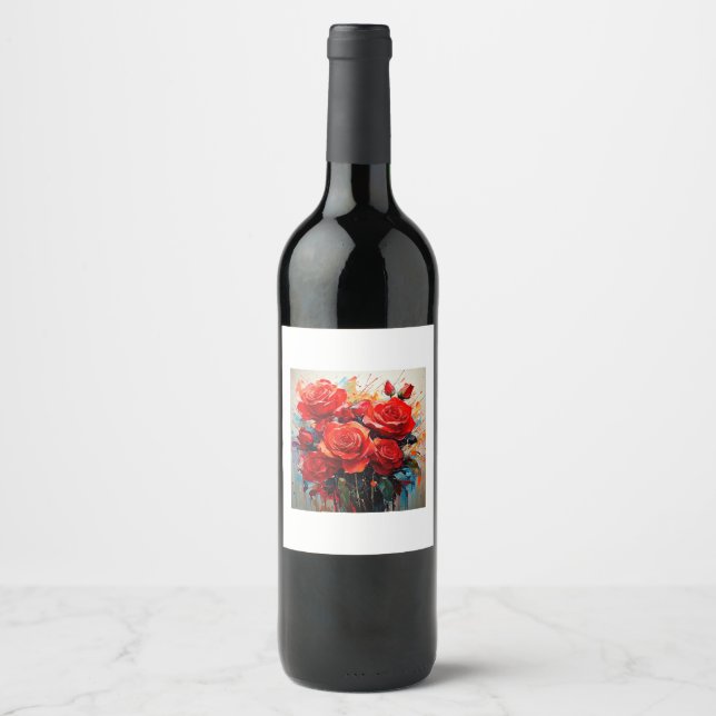 Etiqueta de botellas de vino - El arte de las rosa (Anverso)
