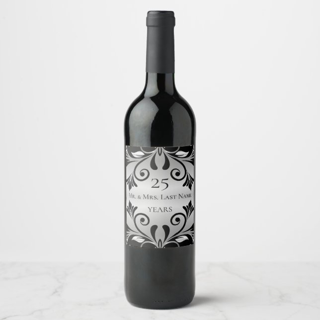 Etiqueta de botellas de vino - Flourige negro y pl (Anverso)