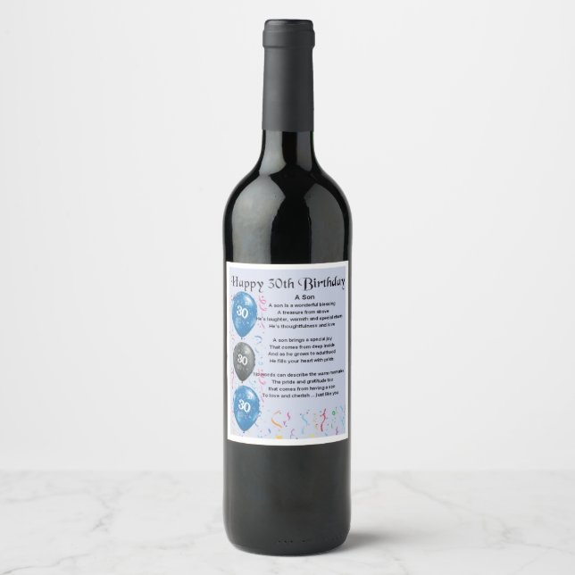 Etiqueta de botellas de vino Son Poem - Cumpleaños (Anverso)