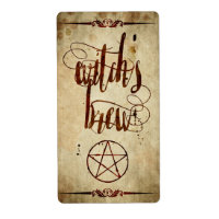 Etiqueta de brea de bruja de Halloween vintage