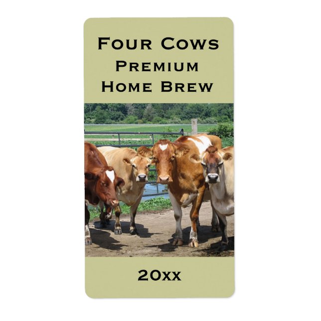 Etiqueta de brebaje para el hogar de cuatro vacas (Frente)