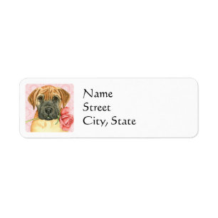 Etiqueta de bullmastiff Rosa de Valentine
