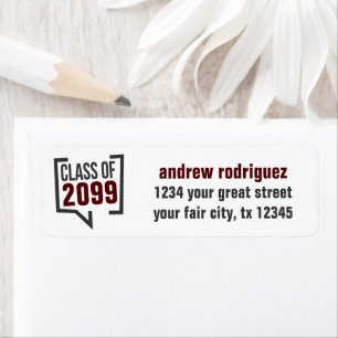 Etiqueta de burbuja de discurso de año de clase ma