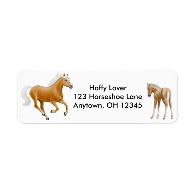 Etiqueta de caballo de Palomino Haflinger (Frente)