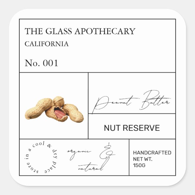 Etiqueta de cacahuate apothecary (Anverso)