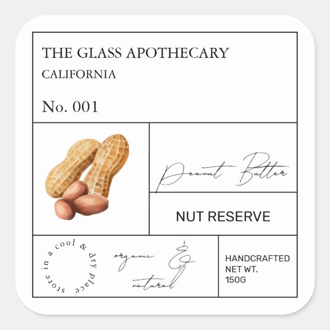 Etiqueta de cacahuate apothecary (Anverso)