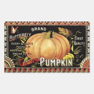 Etiqueta de caja de calabaza dorada vintage: Otoño