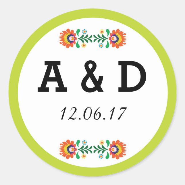 Etiqueta de cal para Pegatinas florales de Fiesta (Anverso)