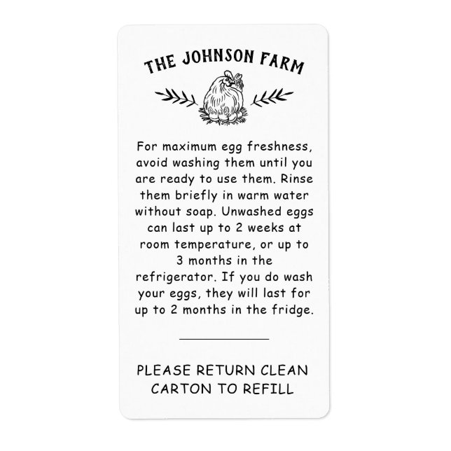 Etiqueta de cartón de devolución de manejo de huev (Frente)