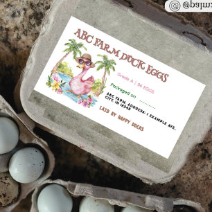 Etiqueta de cartón de huevo de pato lindo acuarela