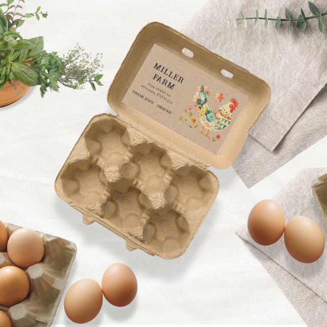 Etiqueta de cartón de huevo de pollo folclórico ve (Subido por el creador)