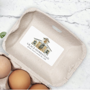 Etiqueta de cartón de huevos de granja White Barn