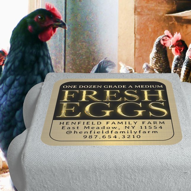 Etiqueta de cartón de huevos frescos con oro bisel (Subido por el creador)