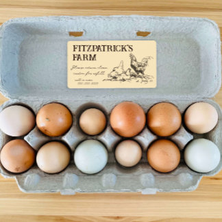 Etiqueta de cartón de la granja de huevos de la fa