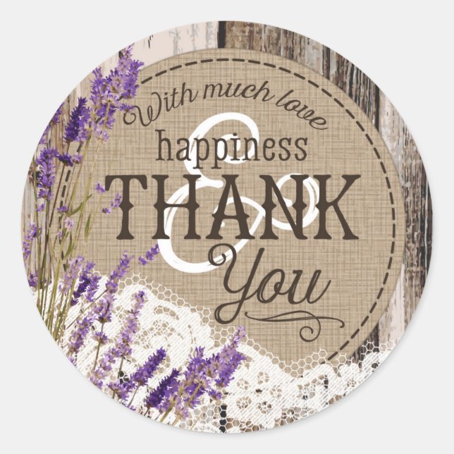 Etiqueta de casamiento rústico de encaje de lavand (Anverso)