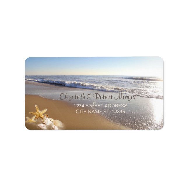 Etiqueta de cascos de sol de boda de playa (Frente)