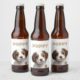 Etiqueta de cerveza de nombre y foto de perro pers