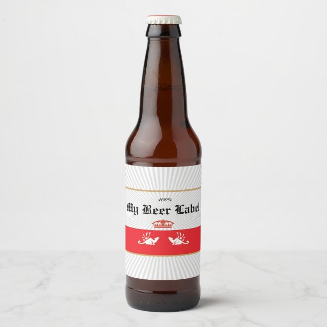 Etiqueta de cerveza mexicana roja (Anverso)