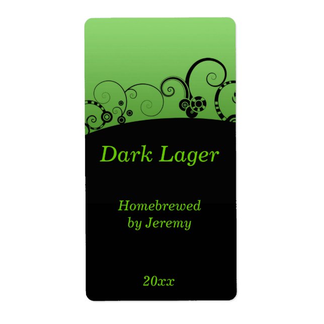 Etiqueta de cerveza negra y verde (Frente)