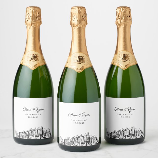 Etiqueta de champagne Boda de Oakland (Botellas)