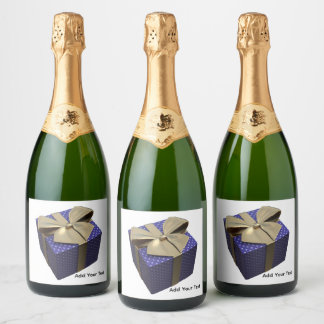 Etiqueta de champán caja de regalo púrpura