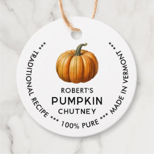 Etiqueta de chutney de calabaza con calabaza vinta