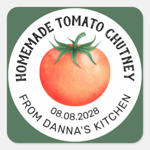 Etiqueta de Chutney de tomate casero con tomate ro