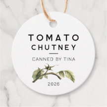 Etiqueta de Chutney de Tomate con hoja de tomate a