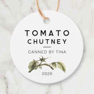 Etiqueta de Chutney de Tomate con hoja de tomate a