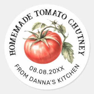 Etiqueta de chutney de tomate con tomate acuarela