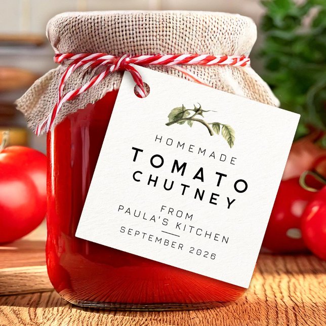 Etiqueta de Chutney de Tomate Moderno con hoja de  (Subido por el creador)