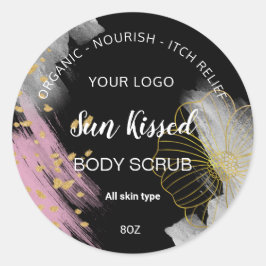 Etiqueta de círculo de flores color de color dorad