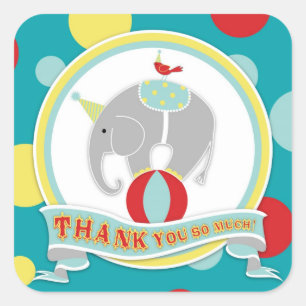 Etiqueta de Circus Elephant Gracias