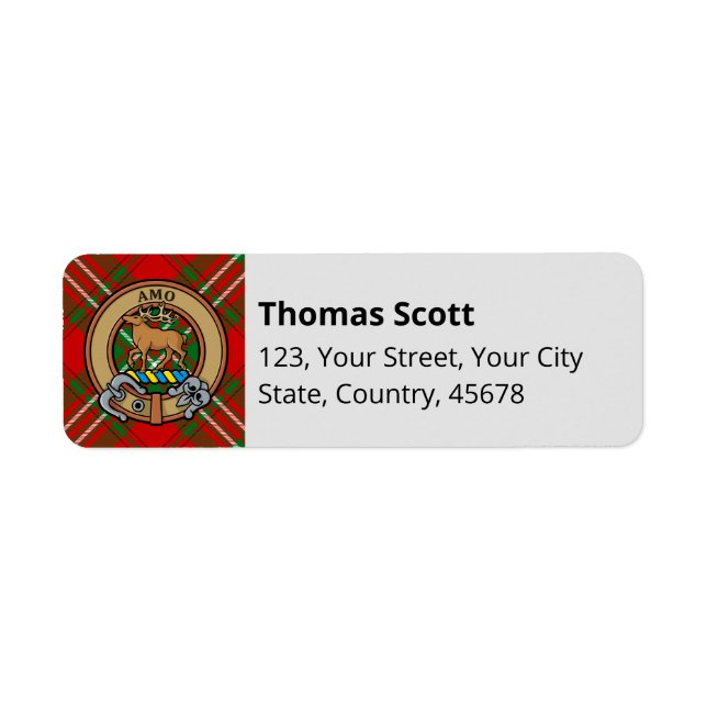 Etiqueta de Clan Scott Red Tartan (Frente)