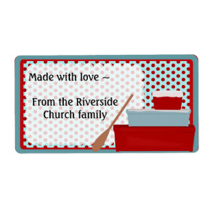 Etiqueta de cocina roja y acuática