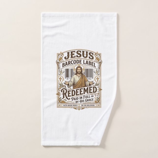 Etiqueta de código de barras de Jesús Redimido Jes (Toalla de mano)