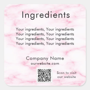 Etiqueta de código qr del ingrediente de producto