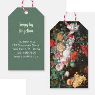Etiqueta de colcha floral de jabón artesanal
