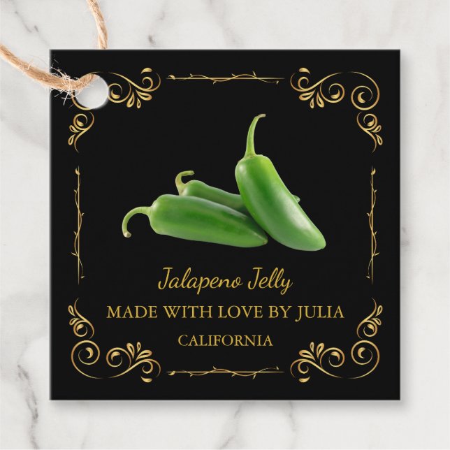 Etiqueta de colchón de jalapeno jelly casera vinta (Anverso)
