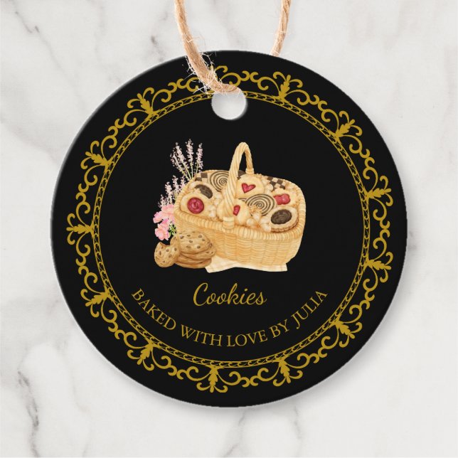 Etiqueta de colgado de cookies caseras de cosecha  (Anverso)