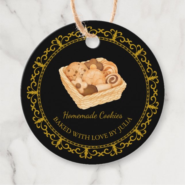 Etiqueta de colgado de cookies caseras de cosecha  (Anverso)