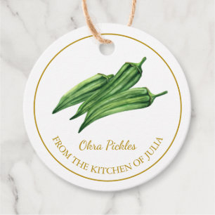 Etiqueta de colgado de Okra Pickles casera simple