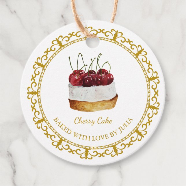 Etiqueta de colgado de tarta de cerezo de postre c (Anverso)